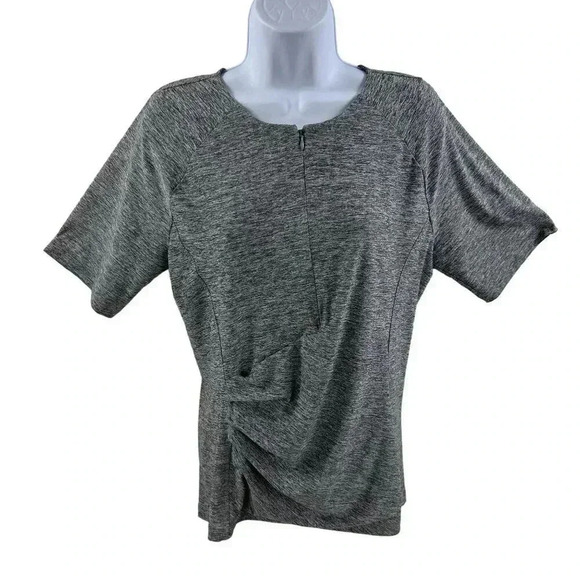 Athleta Pacifica Womens Wrap Front Top Heather Gray L Zip UPF 50+ Athleisure - Picture 1 of 16